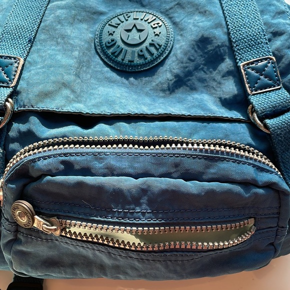 Vintage Kipling Backpack Duffle Bag Drawstring Nylon Medium, Teal - Picture 4 of 11